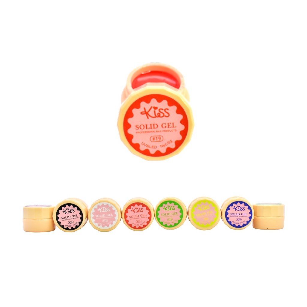 Gel sólido UV led Kiss 5g presentación frasco color piel