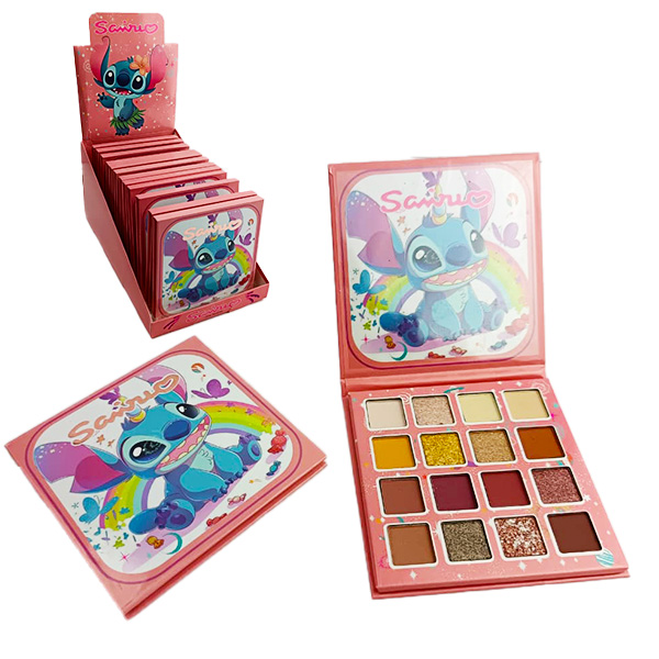 Paleta de sombras de 15 colores con diseño de Stitch arcoiris de Sairio