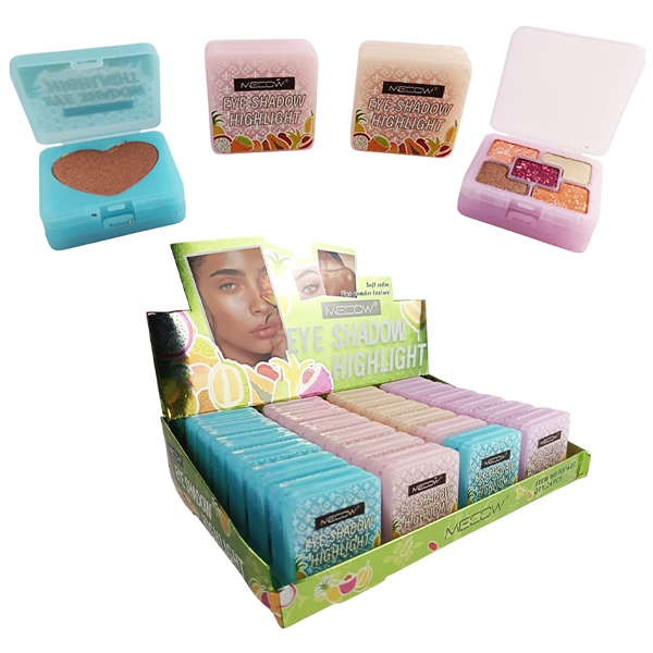 Sombra de ojos con textura de polvo fino y Polvo compacto de colores suaves de MECOW