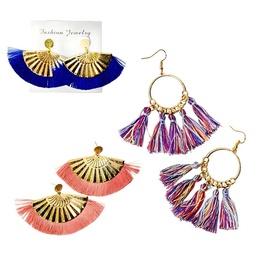 [108122] Aretes con Diseño de Pompones con Hilo Suelto Surtidos