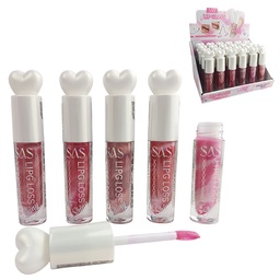 [6924372634264] Lip Gloss marmoleado tonos surtidos en presentación de Corazón de SAS