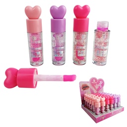 [6937118813014] Gloss Magico con tapa de Corazon con tonos surtidos con gliter de IMAN OF NOBLE