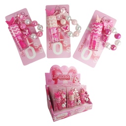 [6937118821057] Brillo de labios perlado con presentación de llavero con purcera de mariposa de Lucky Model